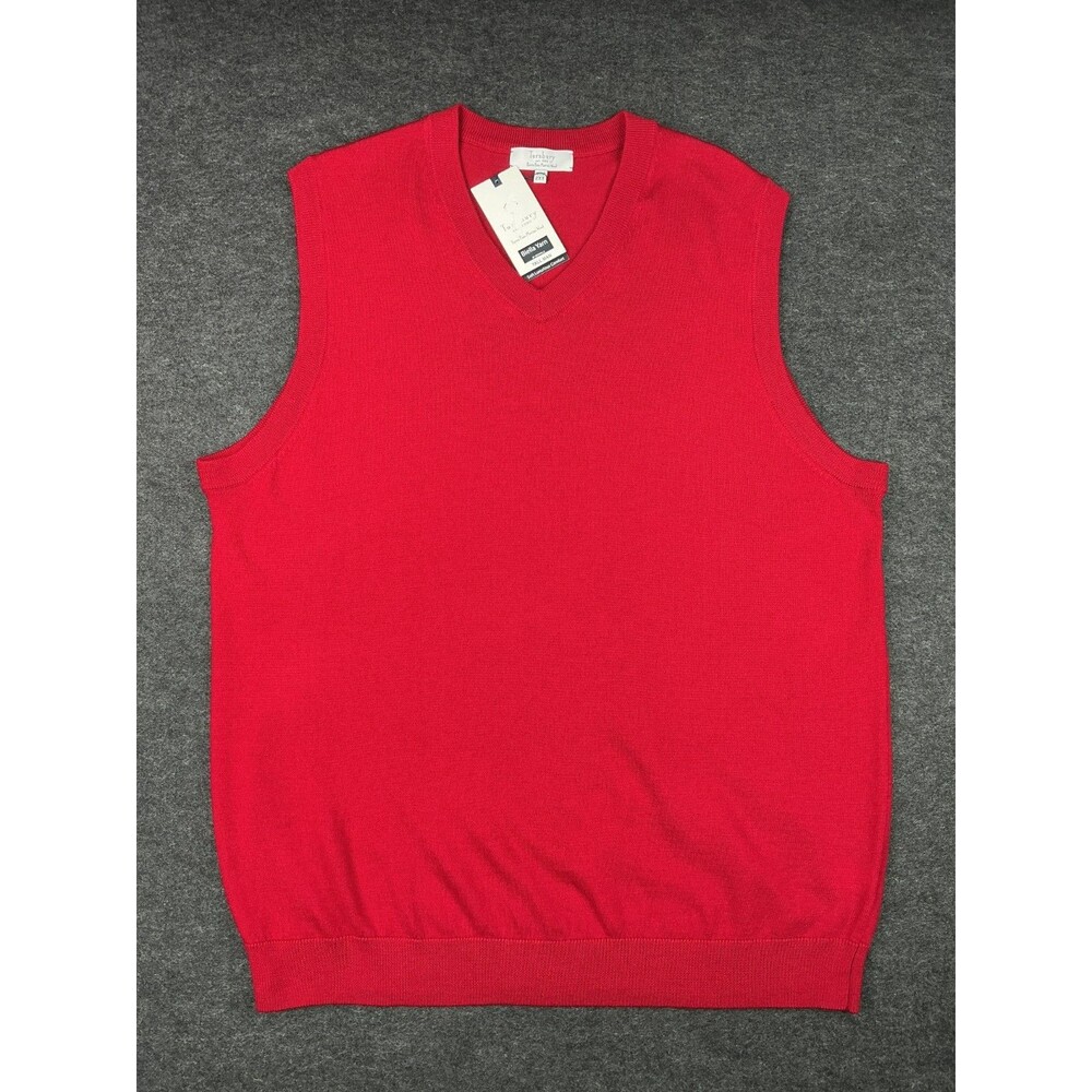 Turnberry Mens Extra Fine Merino Vest 2XT Cranberry Red Biella Wool Sweater NWT